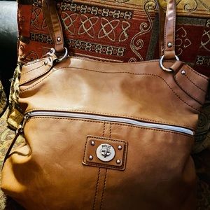Relic brown large satchel shoulder bag